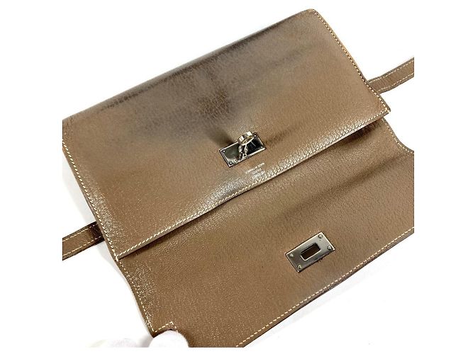 Hermès Cartera Hermes Kelly en Etoupe Gray - vista 12