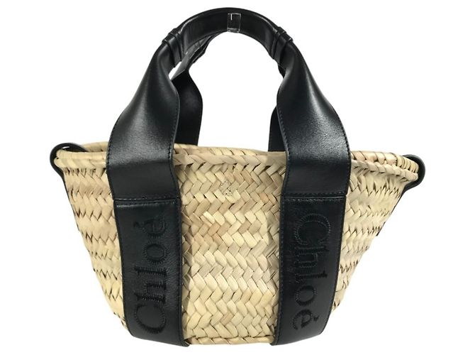 Bolsa Cesto Mini Chloé Sense Preto Bege - vista 2