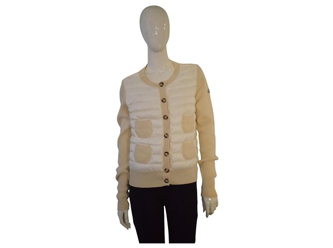 Moncler Cardigã Acolchoado de Lã Virgem Maglione Tricot Alla Coreana - vista 2