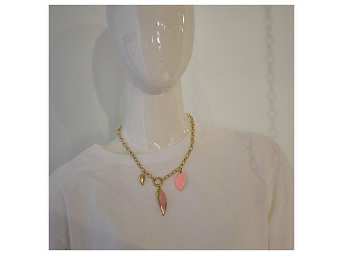 Autre Marque Collar GAVELLO Milan Plata Chapada Oro Esmalte Rosa Dorado - vista 9