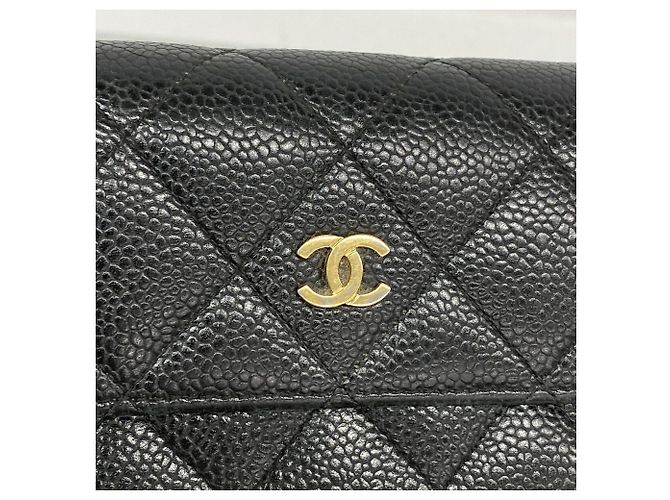 Cartera larga Chanel Matelassé en piel caviar negra - vista 7