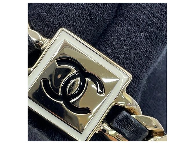Colar choker Chanel em couro e metal - vista 7