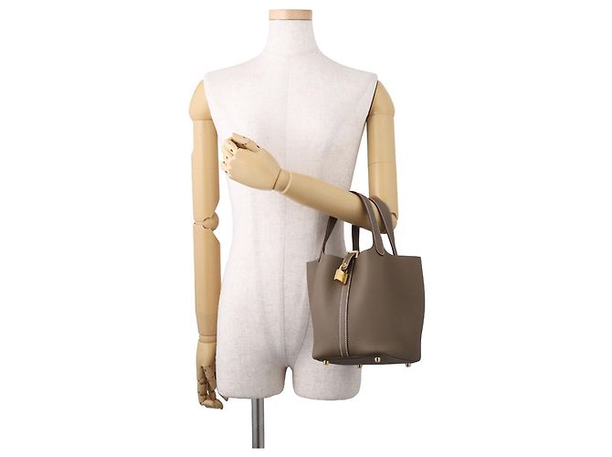 Hermès Borsa Hermes Picotin Lock PM in Etoupe Gray - vista 4