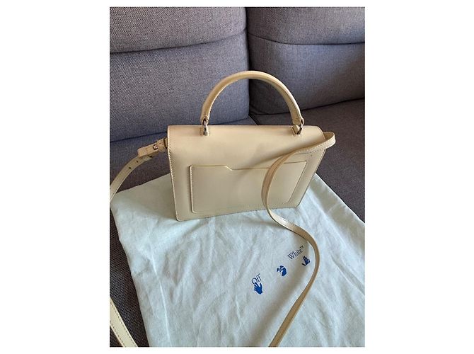 Off White Off-White Handtasche aus blassgelbem Leder - Ansicht 12