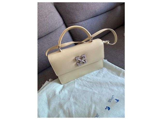 Off White Off-White Handtasche aus blassgelbem Leder - Ansicht 4