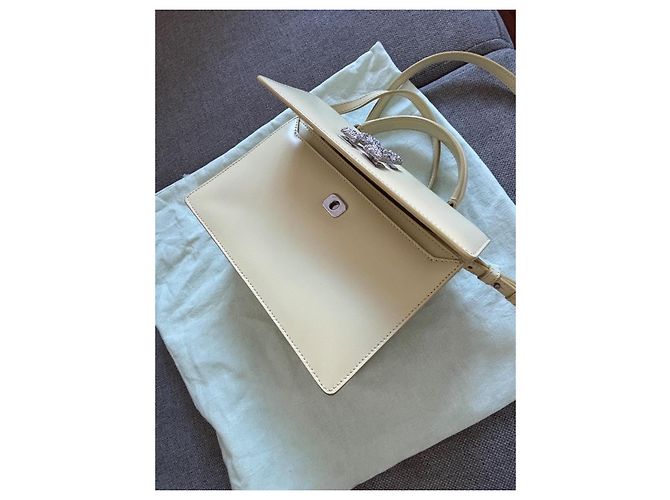 Off White Off-White Handtasche aus blassgelbem Leder - Ansicht 8