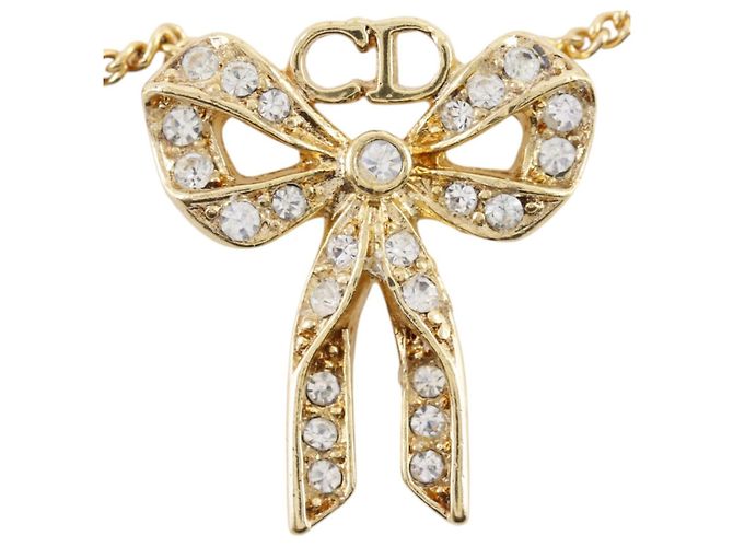 Pendente Christian Dior Bow CD in metallo con cristalli - vista 3