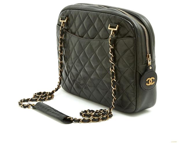 Chanel Timeless Classique Camera Bag MM Schwarzes Leder - Ansicht 2