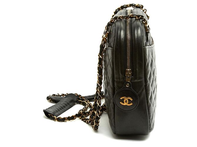 Chanel Timeless Classique Camera Bag MM Schwarzes Leder - Ansicht 6