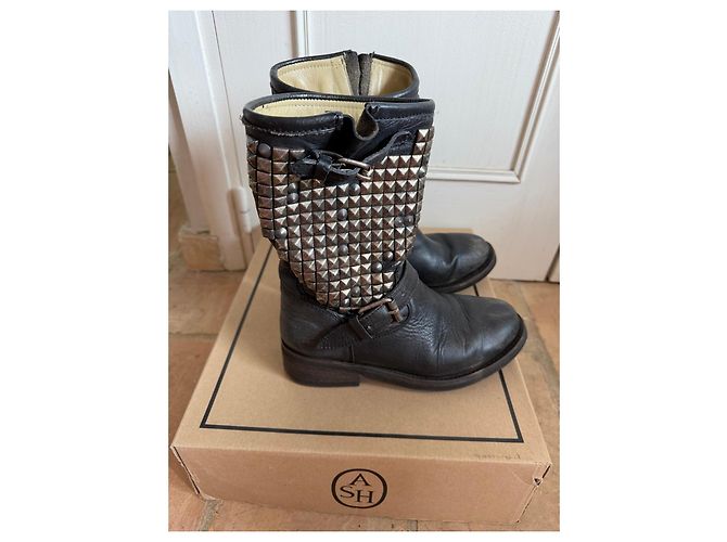 Stivali biker Ash borchiati in pelle nera - vista 5