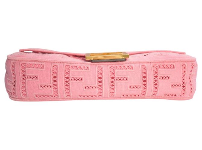 Fendi Baguette Borsa a tracolla in tela rosa FF Broderie Anglaise - vista 9