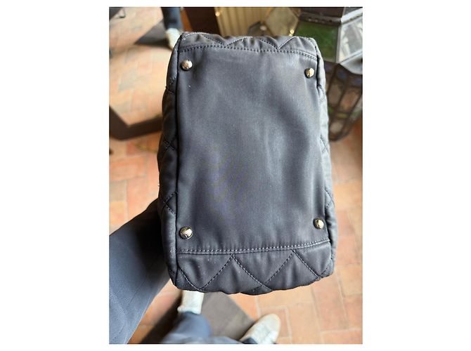 Borsa Chanel trapuntata in nylon e pelle nera - vista 13
