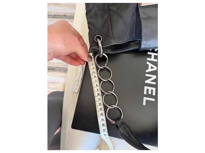 Borsa Chanel trapuntata in nylon e pelle nera - vista 5