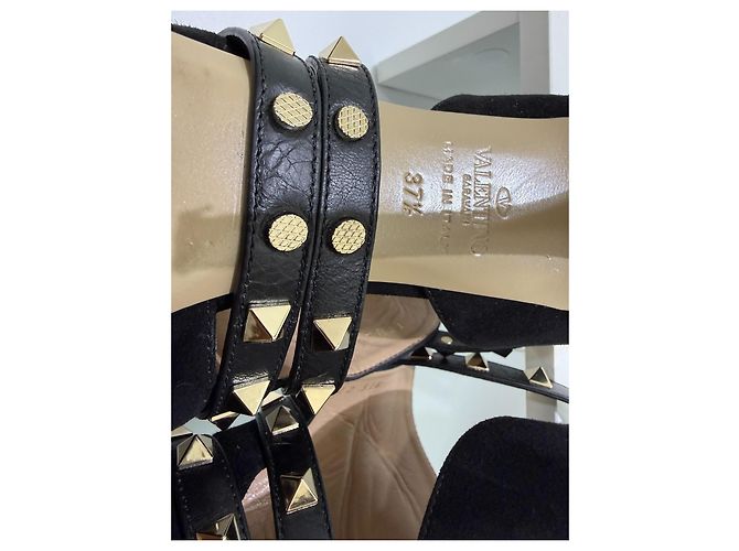 Valentino Garavani Sandali Rockstud Camoscio Nero 37.5 - vista 13