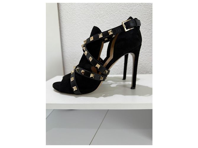 Valentino Garavani Sandali Rockstud Camoscio Nero 37.5 - vista 2