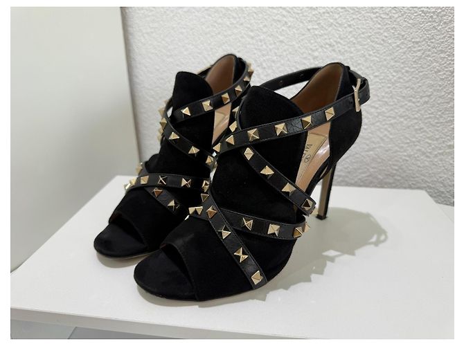 Valentino Garavani Sandali Rockstud Camoscio Nero 37.5 - vista 3