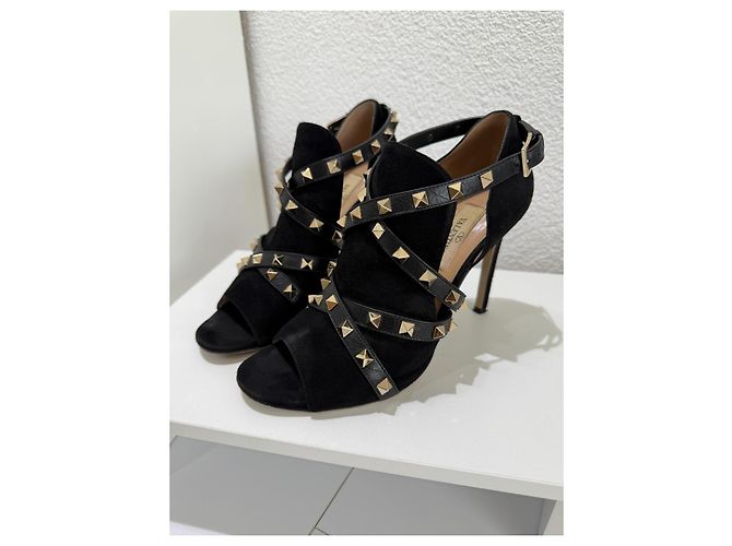 Valentino Garavani Sandali Rockstud Camoscio Nero 37.5 - vista 4