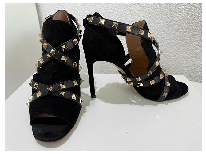 Valentino Garavani Sandali Rockstud Camoscio Nero 37.5 - vista 8