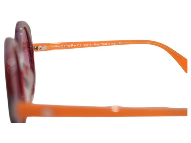 Autre Marque Gafas de sol redondas FACE À FACE Paris Wonder 1 - Acetato Burdeos y Naranja - vista 10