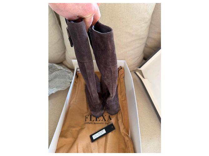 Autre Marque Bottes hautes Flexa en daim marron - vue 3