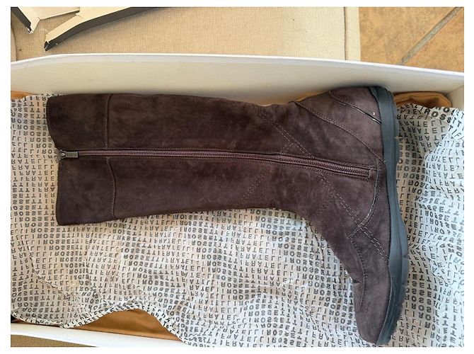 Autre Marque Bottes hautes Flexa en daim marron - vue 4