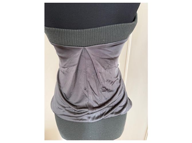 Autre Marque Top Atos Lombardini gris de viscosa plisada cuello drapeado - vista 5