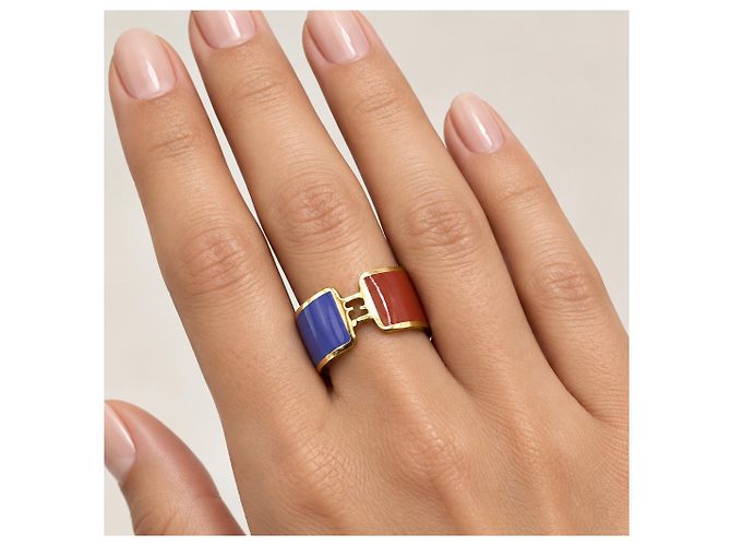 Anello Fendi The Fendista Size L Blu/Magenta/Oro - vista 2