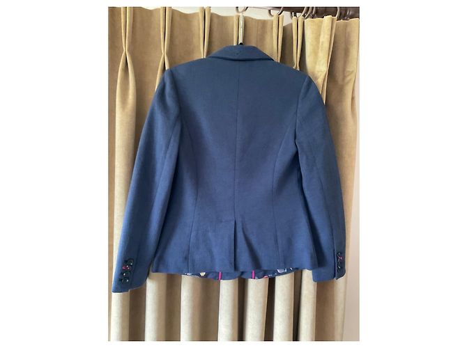 Autre Marque Blazer Joules azul marinho com espinha de peixe e forro floral - vista 3