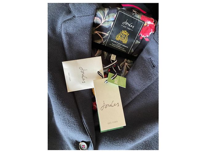Autre Marque Blazer Joules azul marinho com espinha de peixe e forro floral - vista 4