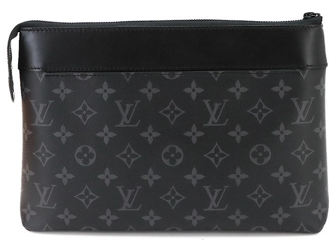 Louis Vuitton Monogram Eclipse Pochette Voyage Souple Clutch Handbag - vista 3