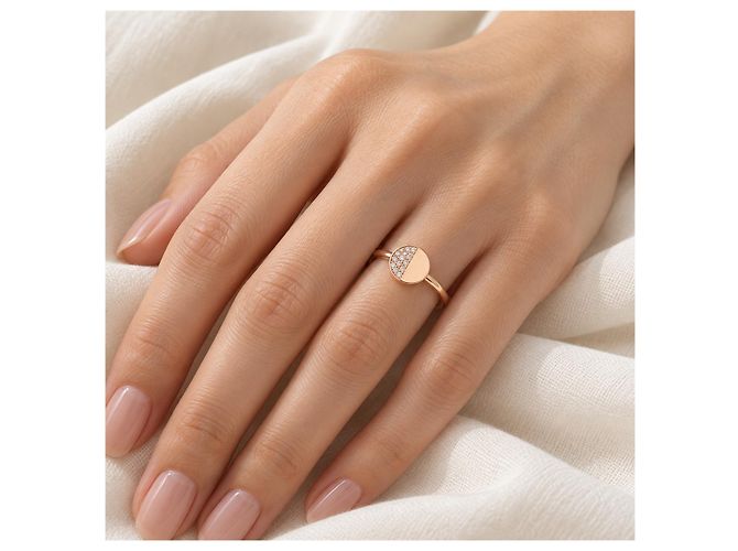 Bague Bucherer B Dimension Or Rose 750/18K Diamants Brillants 0,08 ct Taille 55 - vue 6