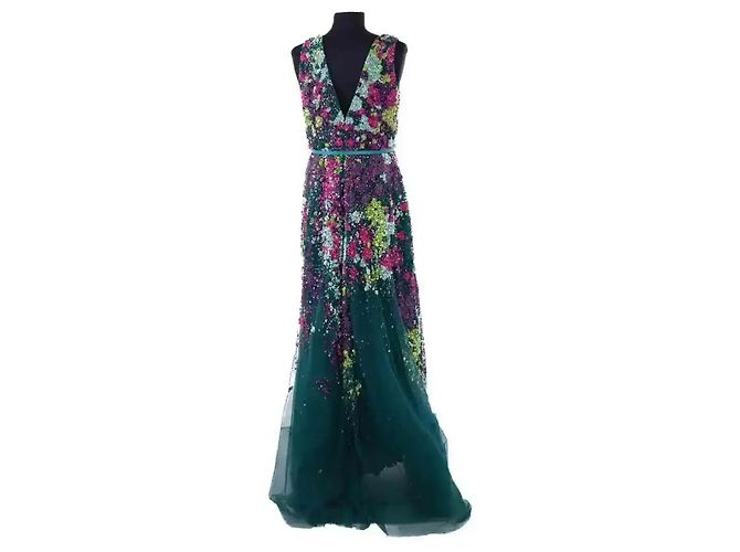 Elie Saab Grünes Seidenkleid - Ansicht 4