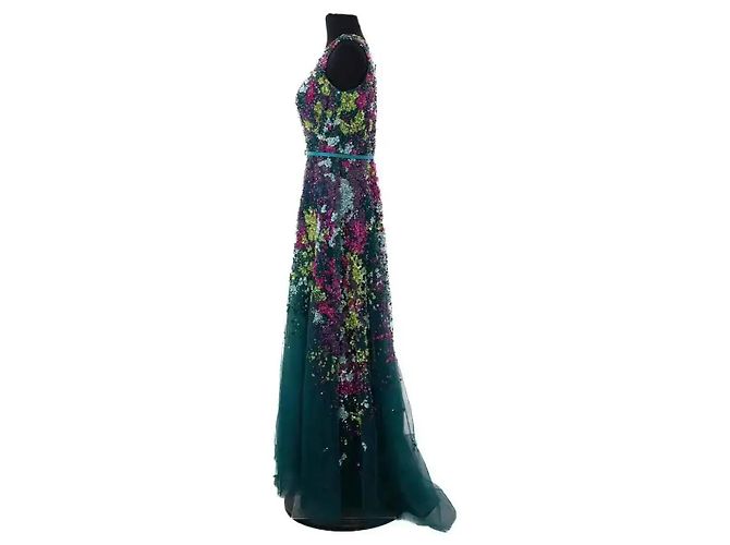 Elie Saab Grünes Seidenkleid - Ansicht 3