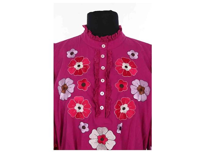 Antik Batik Kleid aus Baumwolle Lila - Ansicht 2