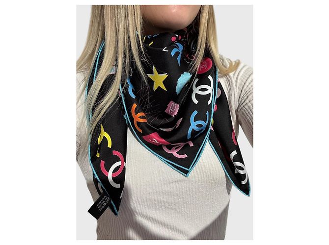 Pañuelo Chanel negro Disco - vista 7
