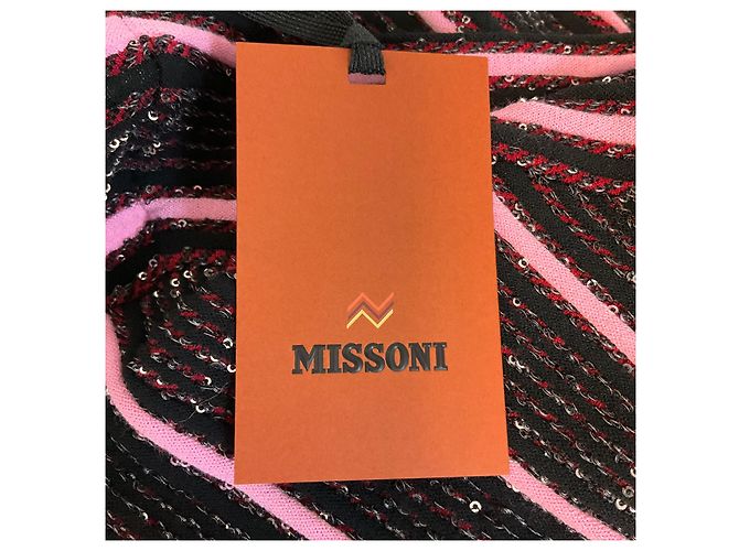 Missoni Strickcardigan mit Pailletten-Streifen in Rosa / Schwarz / Silber - Ansicht 6