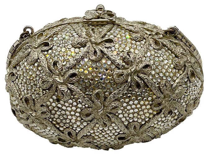 Minaudière Judith Leiber Silver Crystal Faberge Egg - vista 3