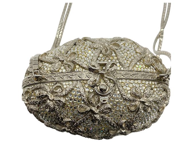 Minaudière Judith Leiber Silver Crystal Faberge Egg - vista 4