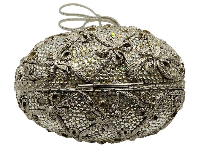 Minaudière Judith Leiber Silver Crystal Faberge Egg - vista 5