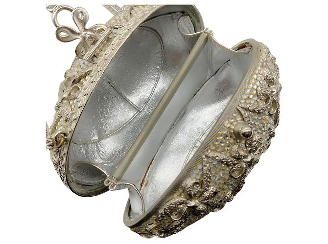 Minaudière Judith Leiber Silver Crystal Faberge Egg - vista 6