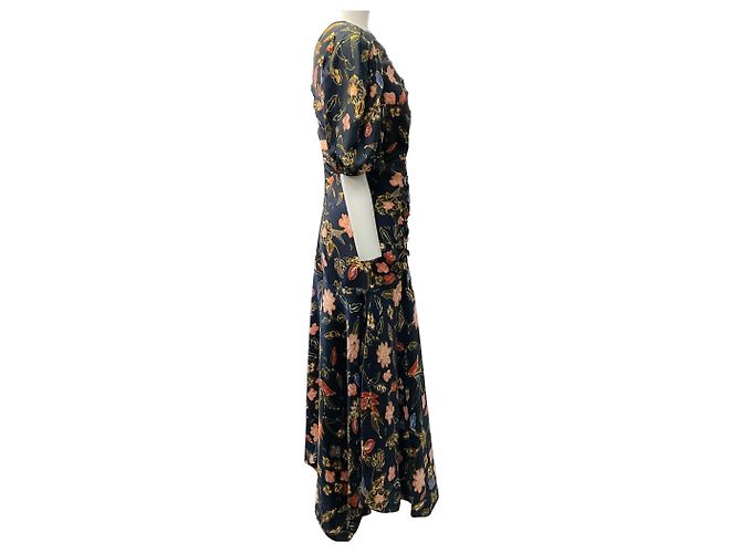 Vestido midi Ulla Johnson Odessa Multi Floral Heleen com mangas bufantes - vista 2