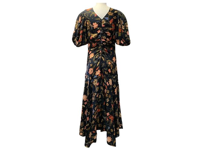 Vestido midi Ulla Johnson Odessa Multi Floral Heleen com mangas bufantes - vista 3