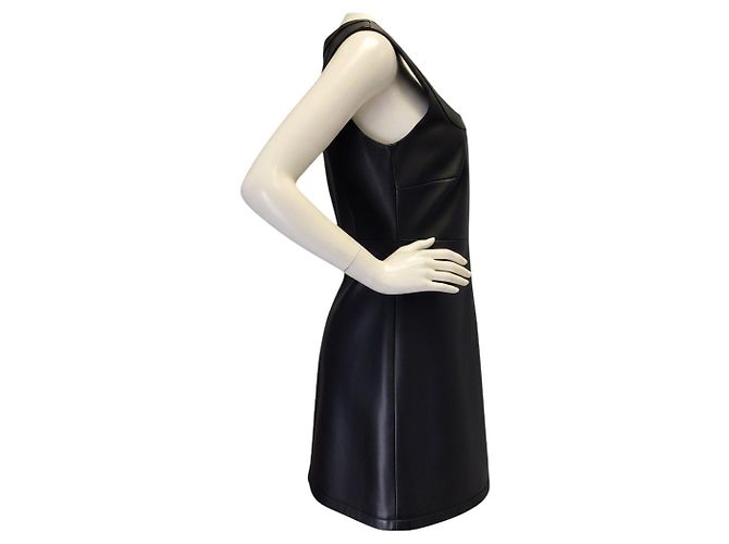 Vestido mini Versace de piel de cordero negra - vista 2