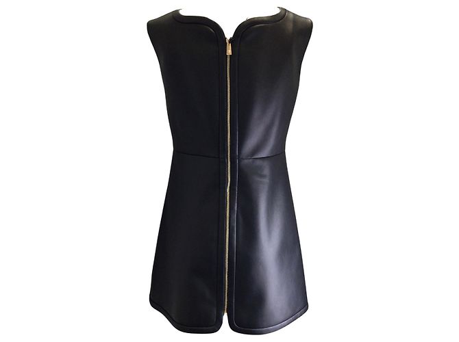Vestido mini Versace de piel de cordero negra - vista 3