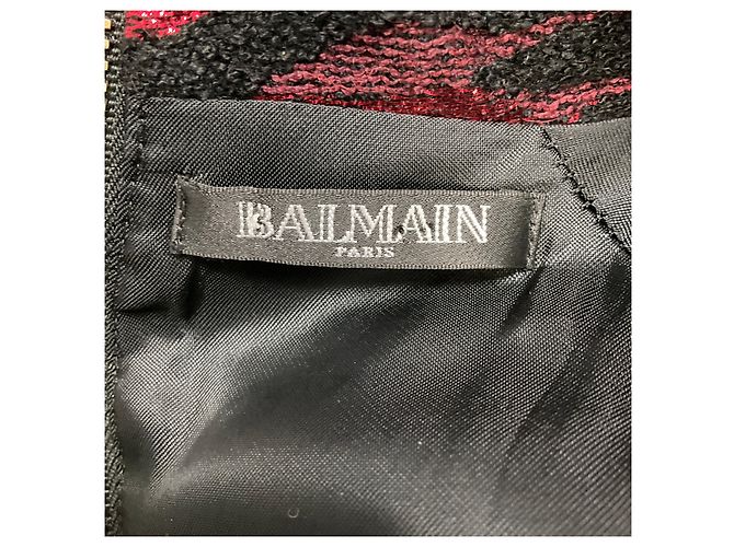 Balmain Mini-Cocktailkleid mit metallischem Animal-Print Rot / Schwarz - Ansicht 4