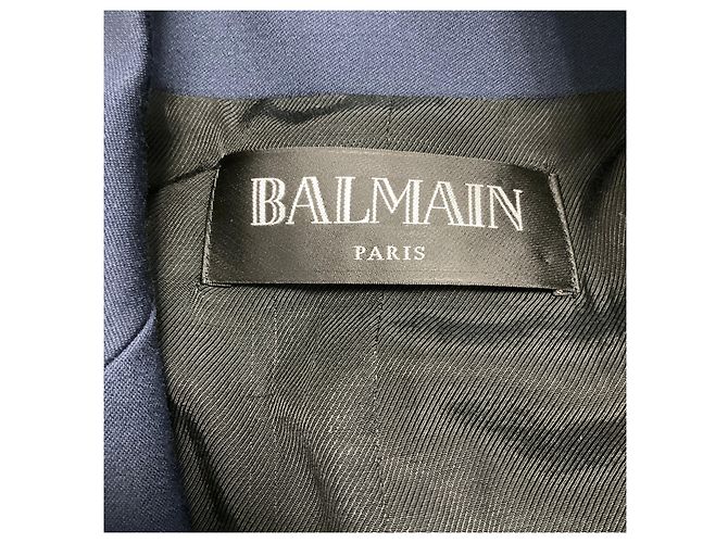 Balmain marineblauer zweireihiger Wollblazer mit silbernen Knöpfen - Ansicht 4