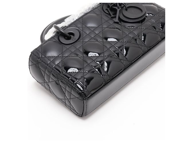 Dior  mala Lady D-Joy Small em pele de vitela e verniz Cannage com pega superior Black - vista 4