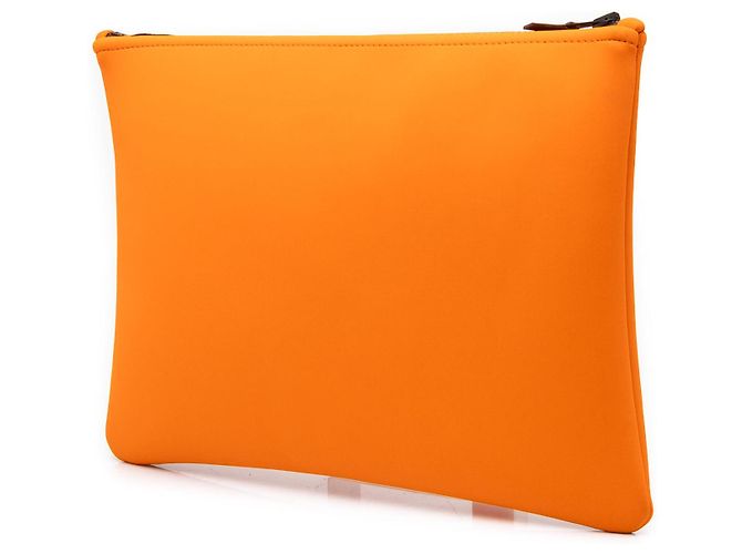 Borsa Clutch Hermès Neobain Large in Neoprene Arancione - vista 2