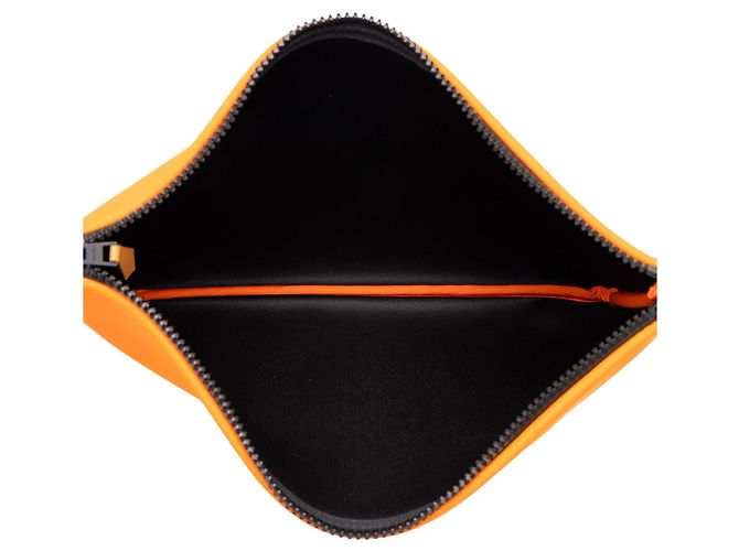 Borsa Clutch Hermès Neobain Large in Neoprene Arancione - vista 4