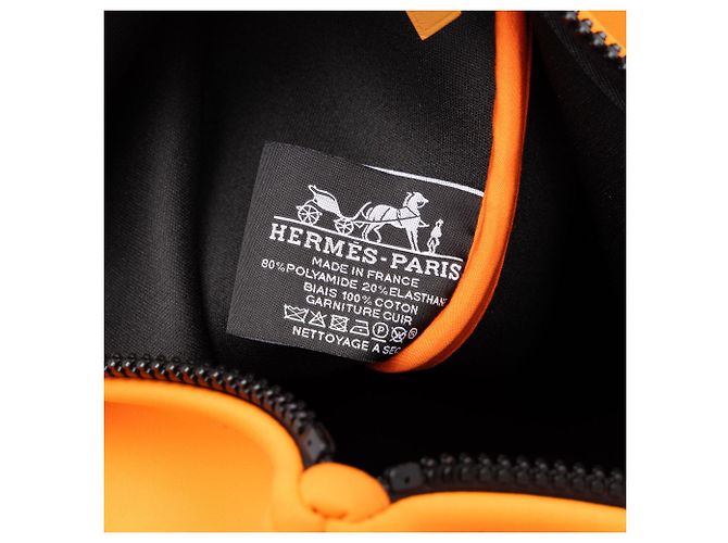 Borsa Clutch Hermès Neobain Large in Neoprene Arancione - vista 5